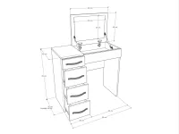 Sminkasztal 2 méretrajz